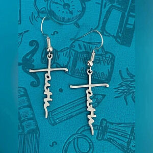 Faith Cross Stainless Steel Earrings NEW